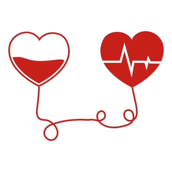 Blood donation hearts transfusion — Stock Vector