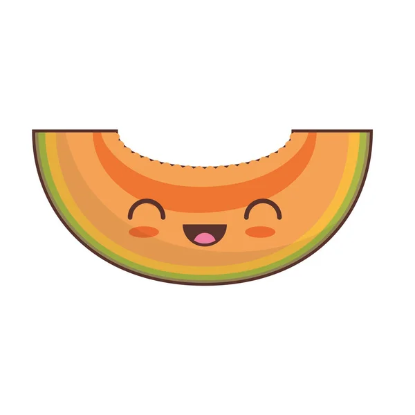 Kawaii slice papaya fruit icon — Stock Vector