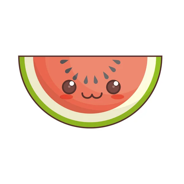 Icône de fruits de pastèque kawaii — Image vectorielle