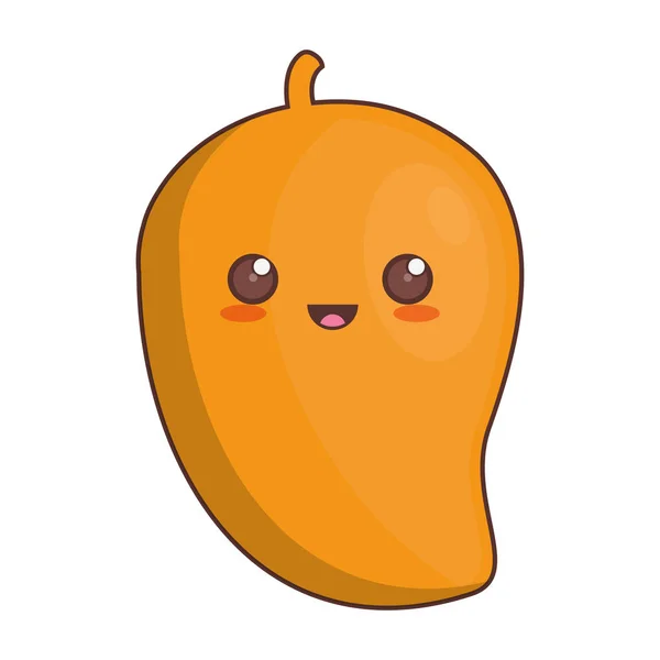 Kawaii mango fruta icono — Archivo Imágenes Vectoriales