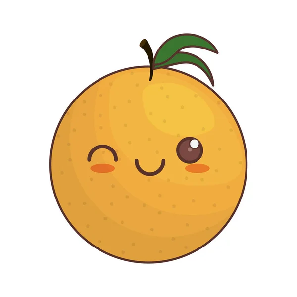 Εικονίδιο Kawaii πορτοκαλί φρούτα — Διανυσματικό Αρχείο