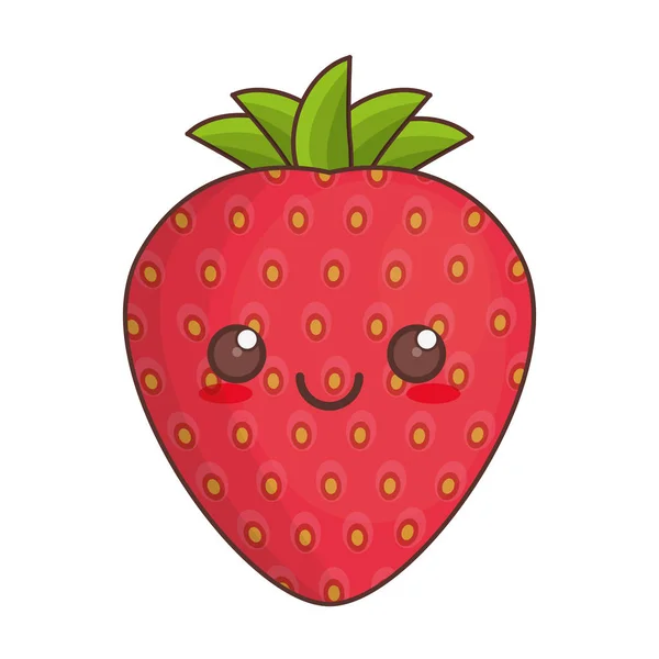 かわいいイチゴ果実アイコン — ストックベクタ