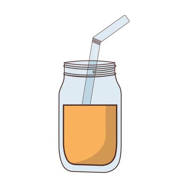 Glass jar juice straw fresh — Stock Vector