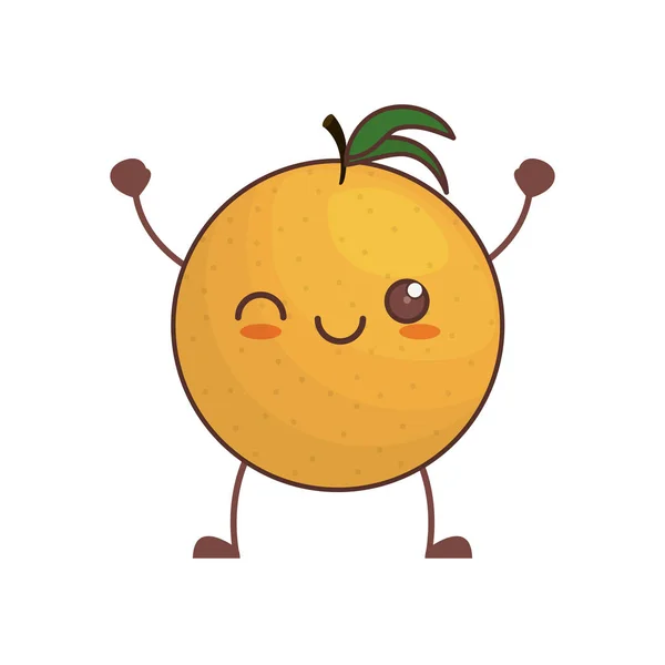 Imagem de fruta laranja kawaii — Vetor de Stock