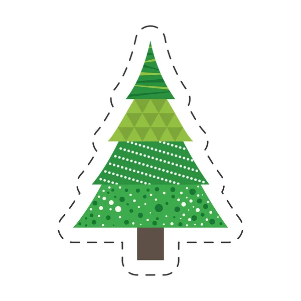 Zöld fa fenyő karácsony vonal — Stock Vector