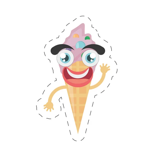 Dessin animé crème glacée anniversaire ligne de coupe — Image vectorielle