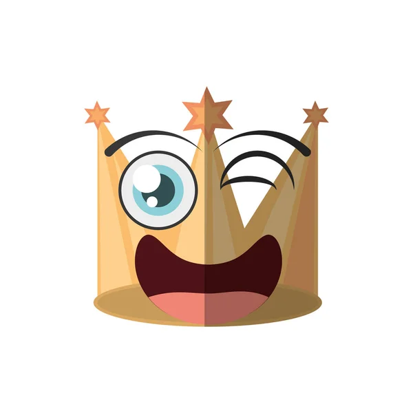 Cartoon golden crown party wink — Stock Vector