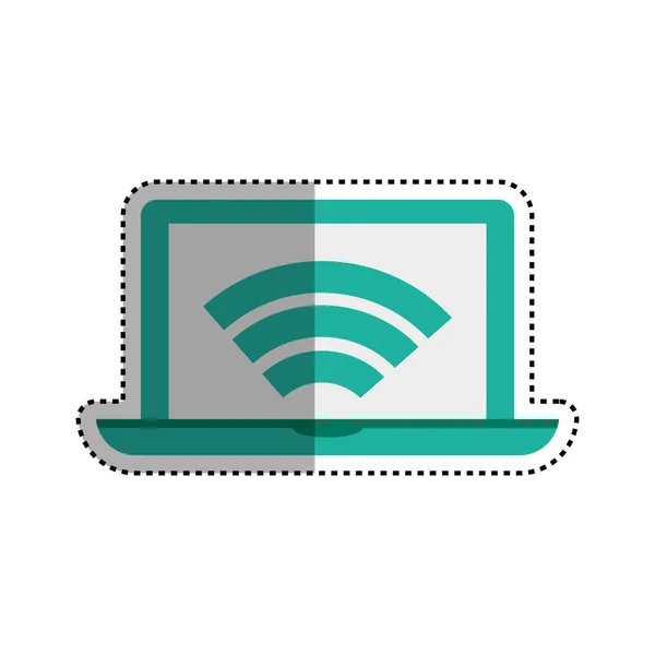 Laptop mit Wifi verbunden — Stockvektor