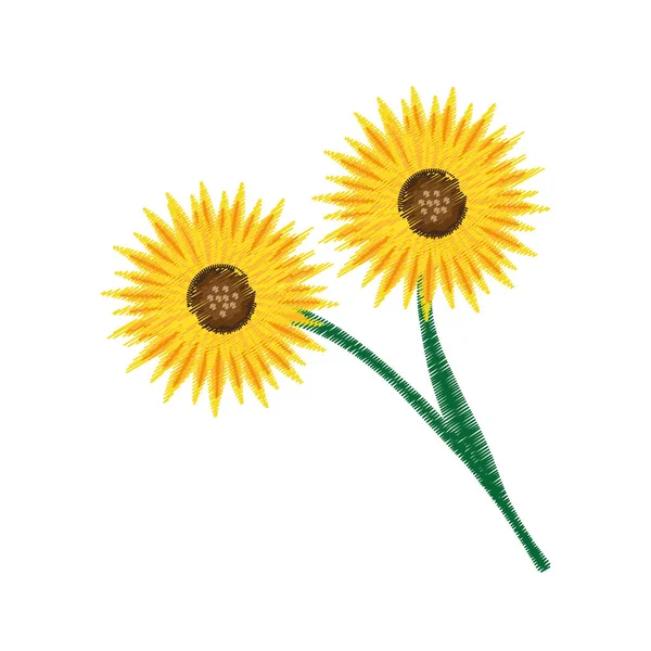 绘图的向日葵花束亮丽 — 图库矢量图片