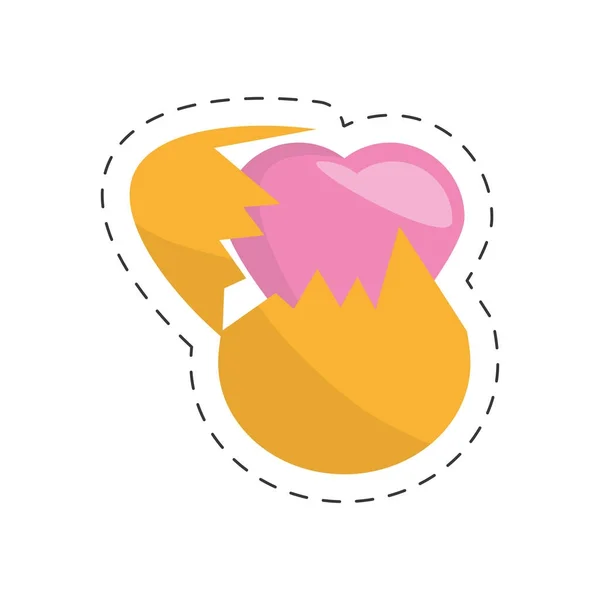 Ovo de Páscoa com coração rosa - linha de redução — Vetor de Stock