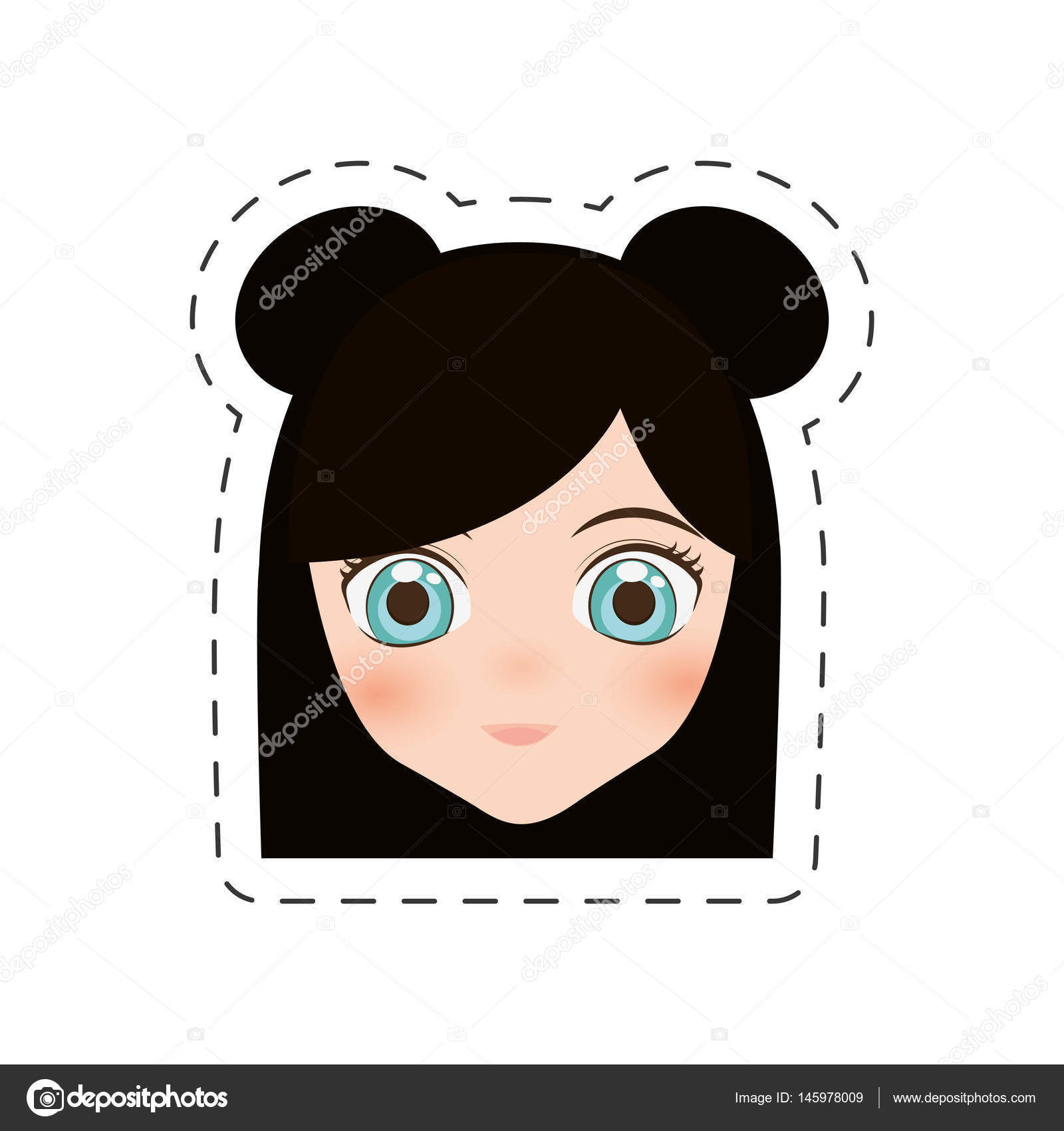Anime Face Girl Cartoon Cut Line Stock Vector Image By C Djv
