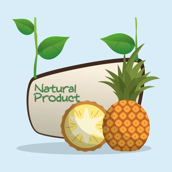 Pineapple natural product label — Stock Vector