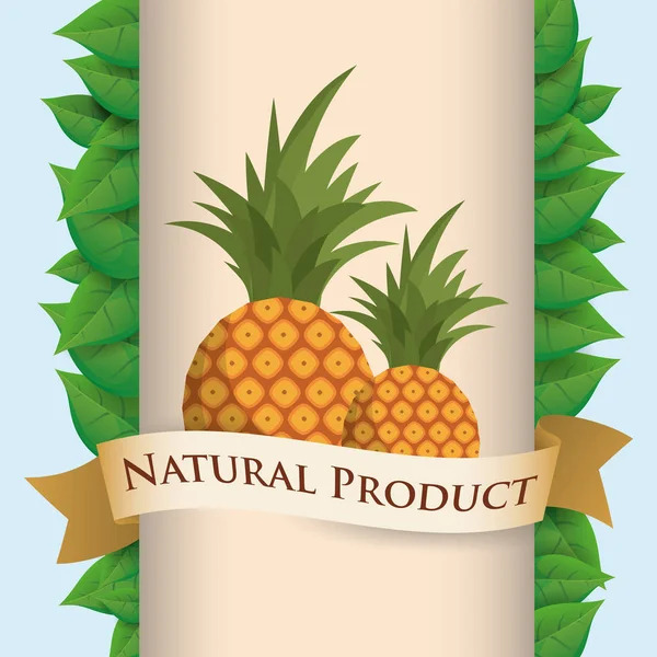 Ruban affiche ananas produit naturel — Image vectorielle