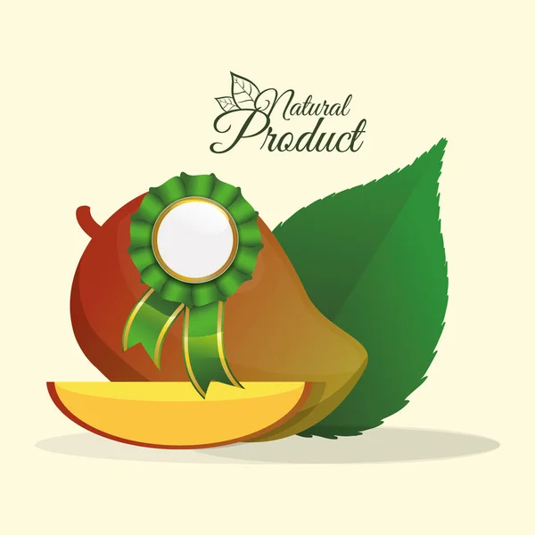 Mango producto natural etiqueta calidad premium — Vector de stock