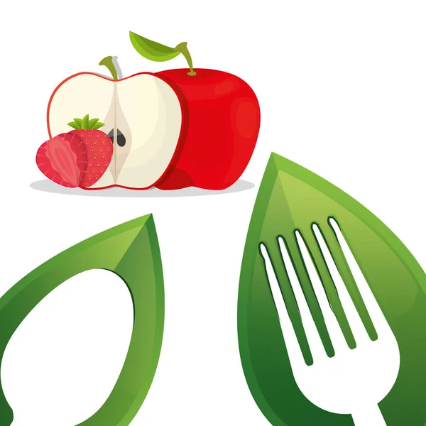 Vegan food fresh fruit design — Stock Vector
