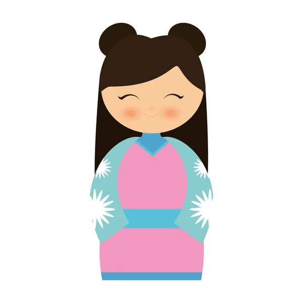 日本の人形の女の子の伝統的なドレス — ストックベクタ