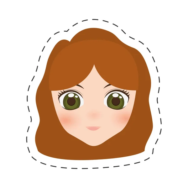 Anime face girl cartoon - cut line — Stock Vector