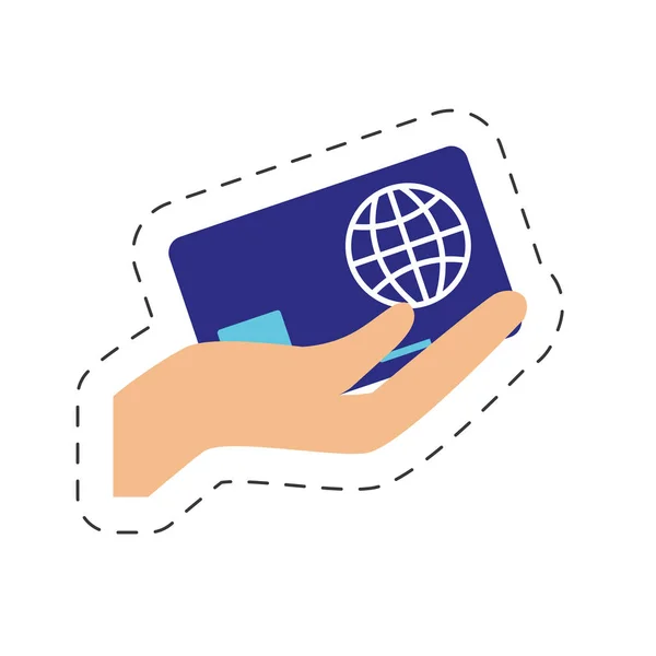 Χέρι που κρατά πιστωτική κάρτα online αγορές — Διανυσματικό Αρχείο