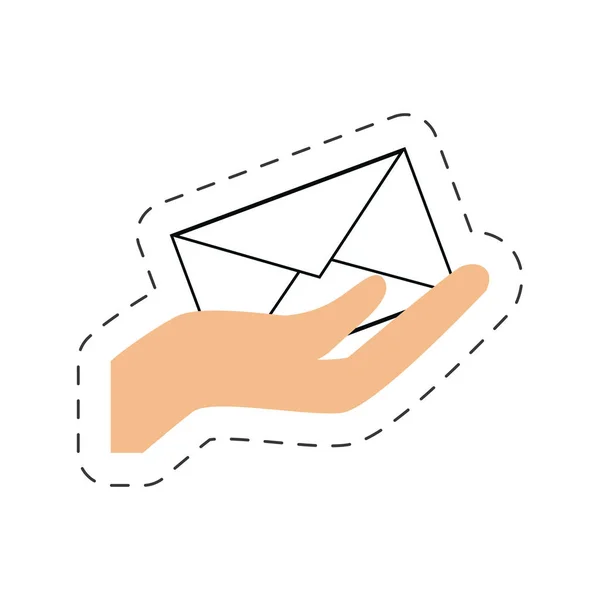 Mão segurando envelope de e-mail carta online — Vetor de Stock
