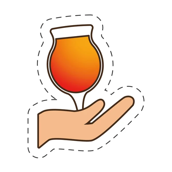 Szkło filiżanka koktajl napój przytrzymanie ręka — Wektor stockowy