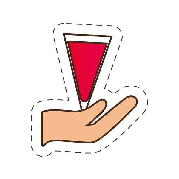 Рука тримає скляну чашку коктейлю напій — стоковий вектор