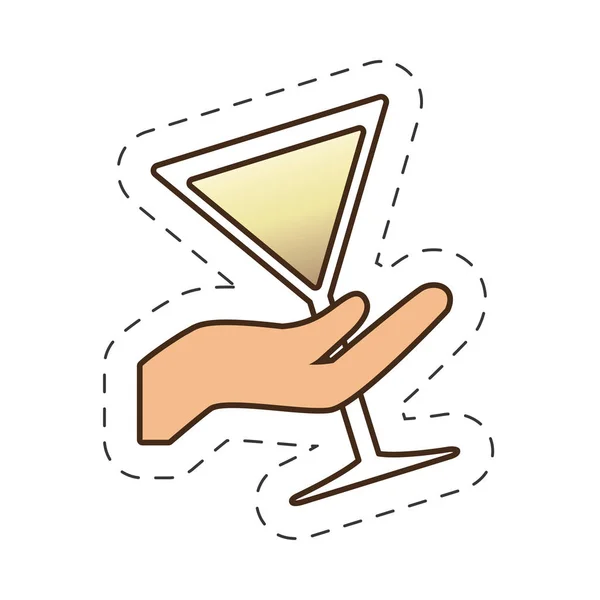 Ruka držící sklo pohár koktejl nápoj — Stockový vektor