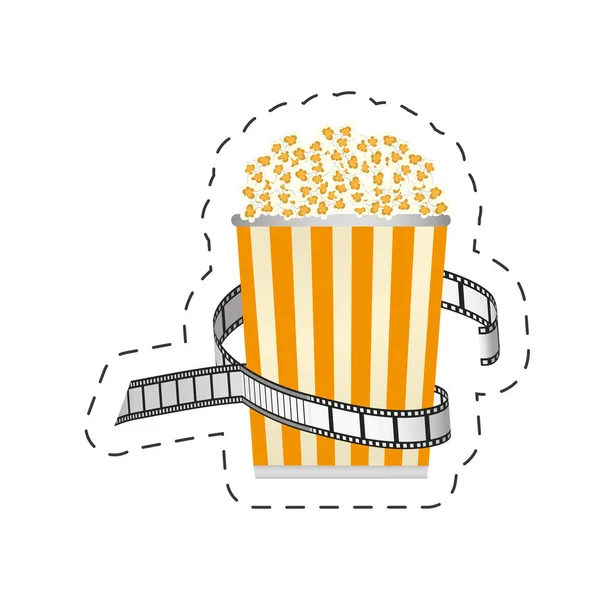 Cinema bucket pop corn strip movie image — Stock Vector