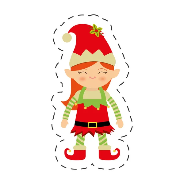 Navidad elfo imagen femenina — Vector de stock