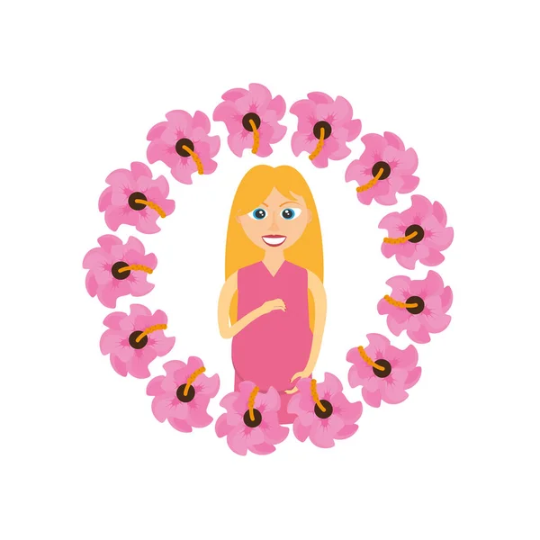 Těhotná žena květ kruh dekorace — Stockový vektor