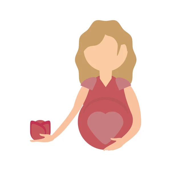 Pregnant woman holding rose — Stock Vector