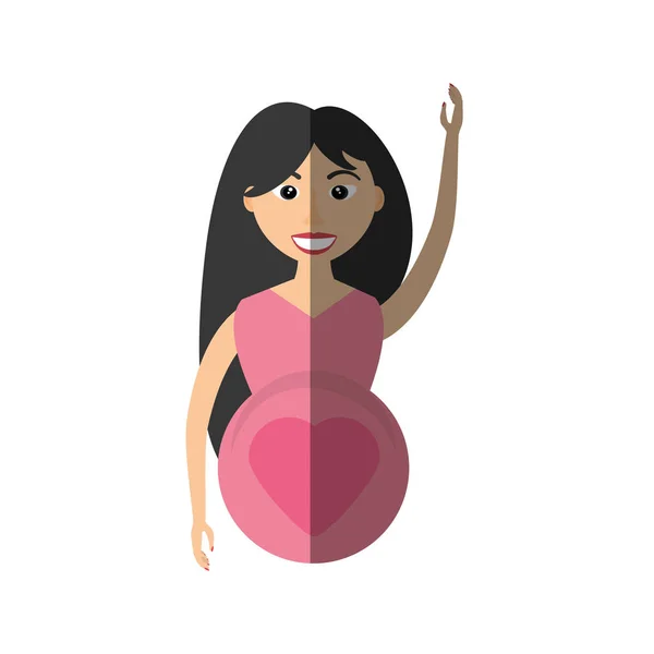 Счастливая женщина беременна отхаркивающей тенью — стоковый вектор