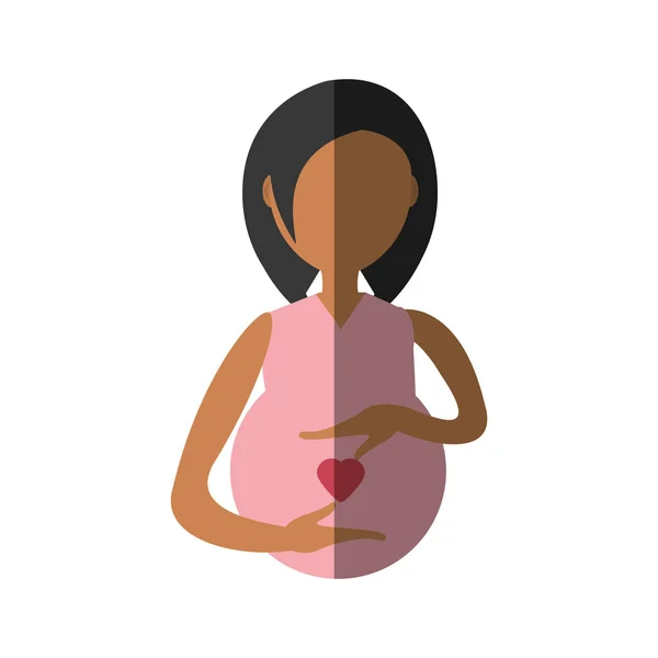 Woman pregnant touch belly - shadow — Stock Vector