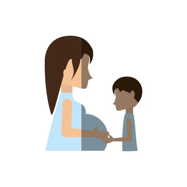 Femme enceinte enfant toucher ventre — Image vectorielle