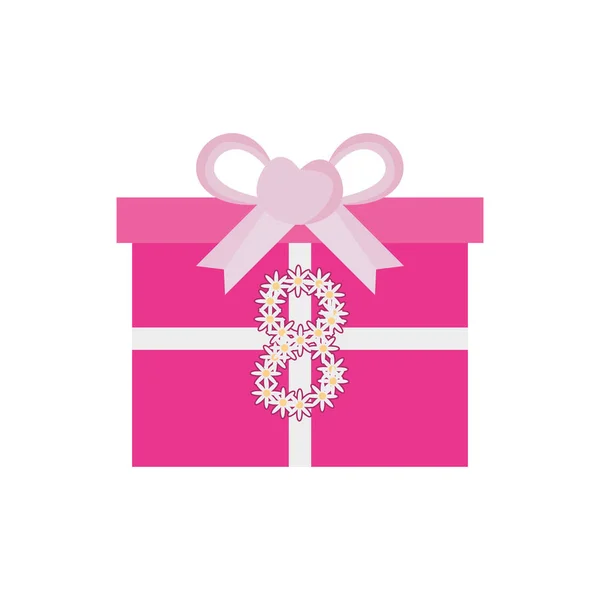 Pink gift women day icon — Stock Vector