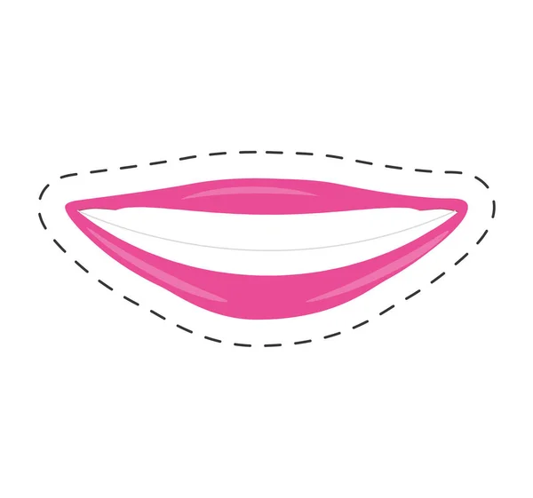 Ícone de lábios rosa mulher — Vetor de Stock