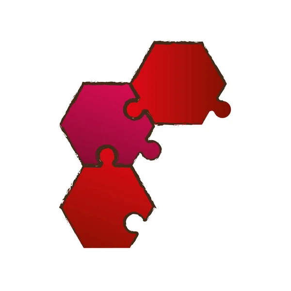 Puzzle rouge pièces image — Image vectorielle