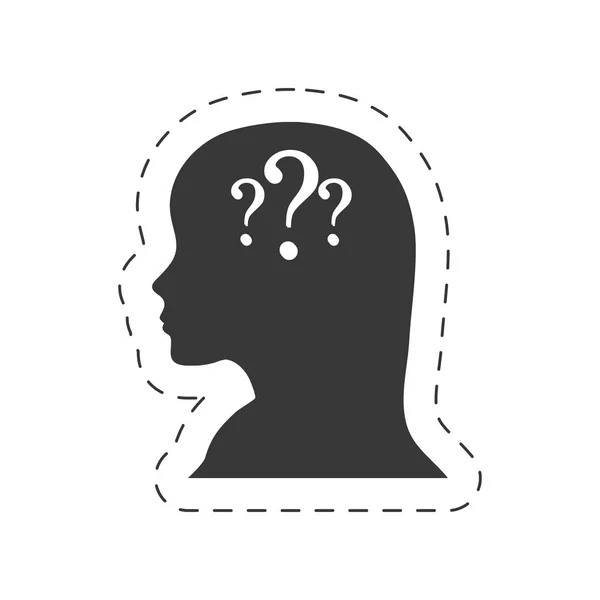 Γυναικείο κεφάλι ερωτηματικό σιλουέτα — Διανυσματικό Αρχείο