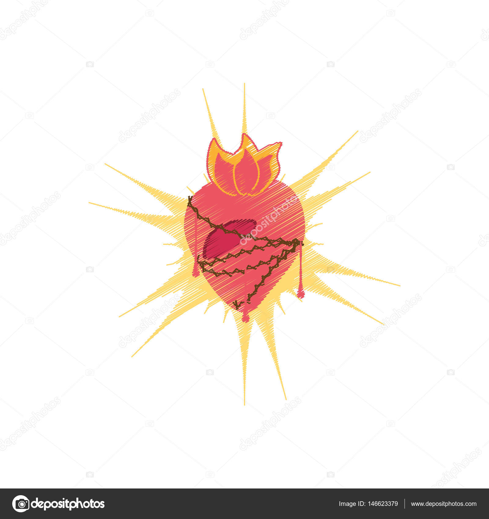 Rysunek Najświętszego Serca Jezusa Błogosławiony Grafika