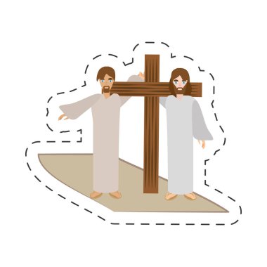 Simon karikatür cross İsa taşımak yardım