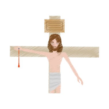 İsa Mesih çizim haç çivilenmiş