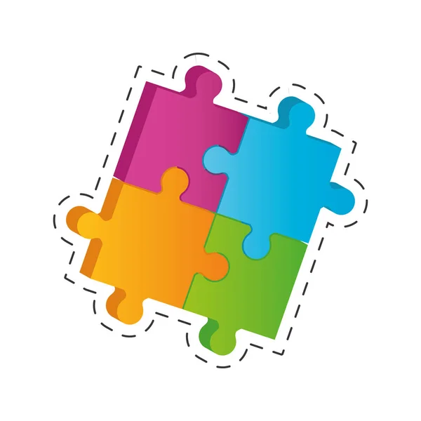 Puzzle solution image cut line — Stock Vector