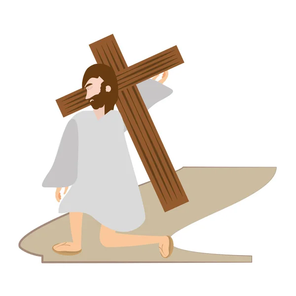 Jésus Christ tombe la première fois - via la station de crucis — Image vectorielle