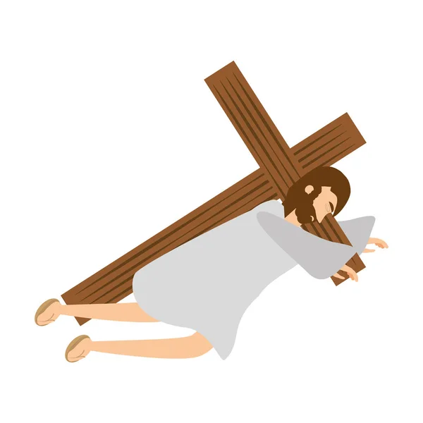 Jesucristo segunda caída a través de la estación crucis — Vector de stock