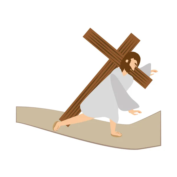 Jezus Christus derde vallen via crucis station — Stockvector