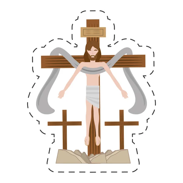 Cartoon van Jezus Christus Heilig Kruis — Stockvector