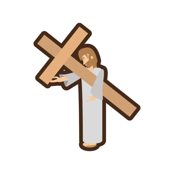 Jesus christ orar niñas línea — Vector de stock