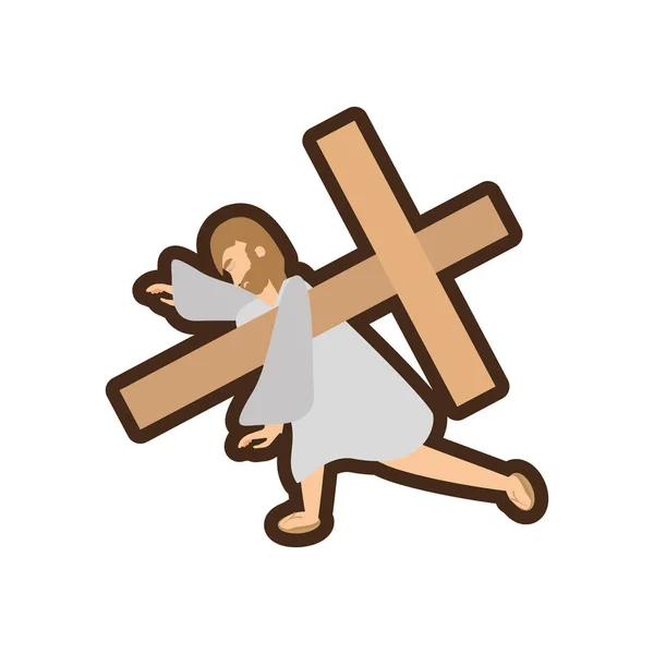 Jésus Christ troisième chute ligne — Image vectorielle