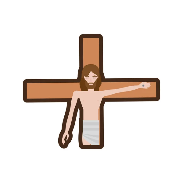 Jezus Christus genageld de cross lijn — Stockvector