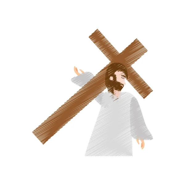 Dibujar a Jesucristo cae por primera vez — Vector de stock