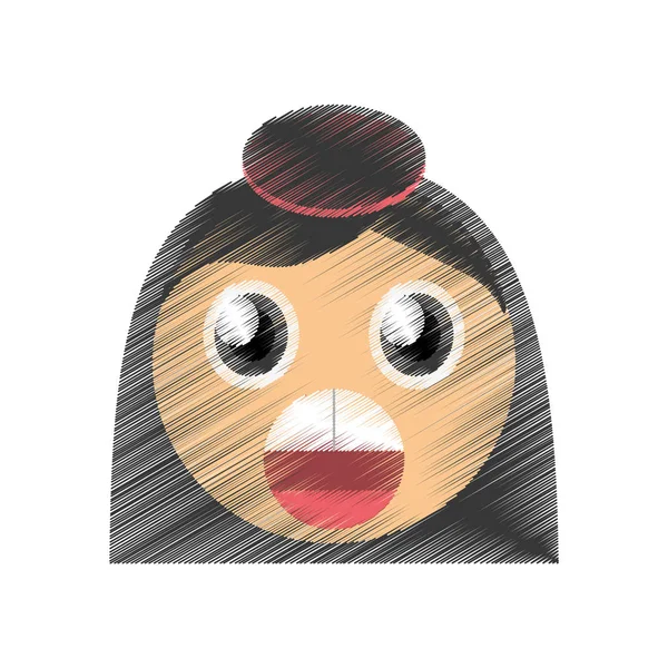 Dibujo chica sorpresa emoticono imagen — Vector de stock